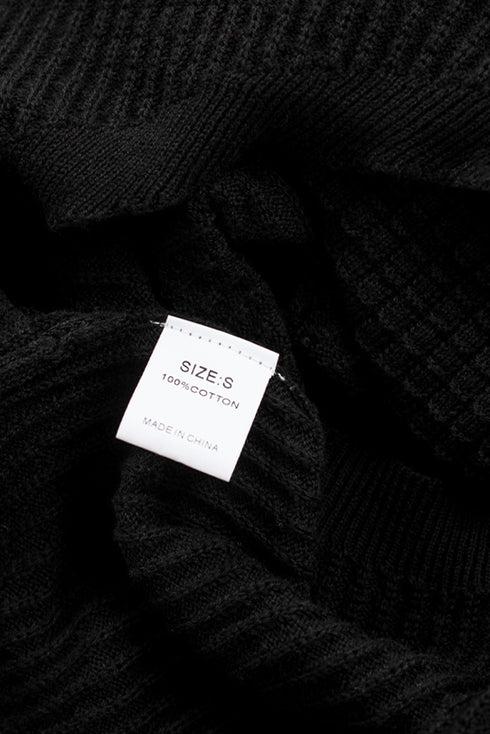 Wrap V Neck Waffle Sweater